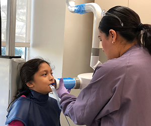 Patient getting dental xray