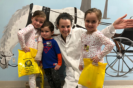 Dr. with three patients