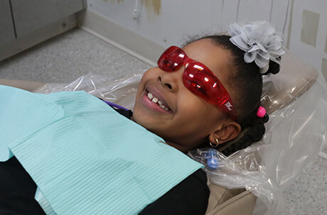Girl in dental chair