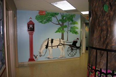 Pediatric Dentists and Orthodontist office Dental Care Kids hallway with murrals